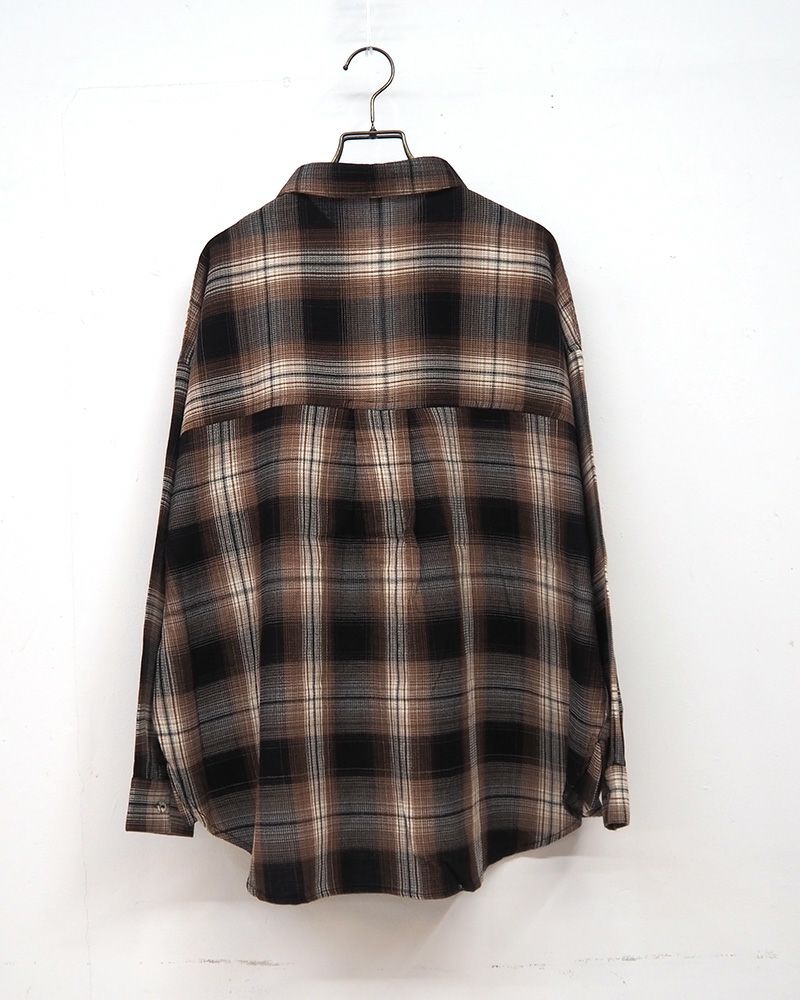 ワッフルチェックブラウス レディース 薄手 ナチュラルカラー 長袖