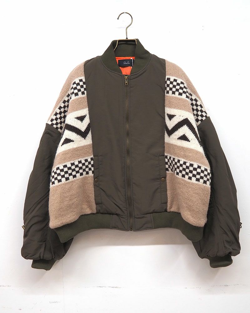 limiless ジャガード編みニットリメイクMA-1