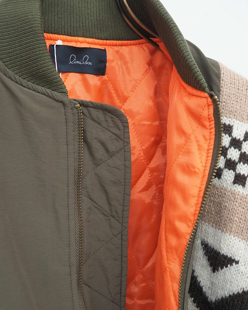 limiless ジャガード編みニットリメイクMA-1