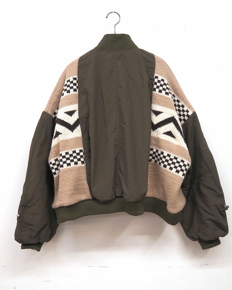 limiless ジャガード編みニットリメイクMA-1