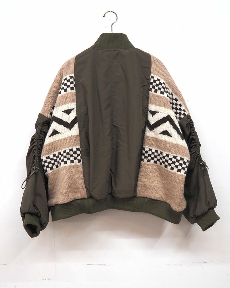 limiless ジャガード編みニットリメイクMA-1