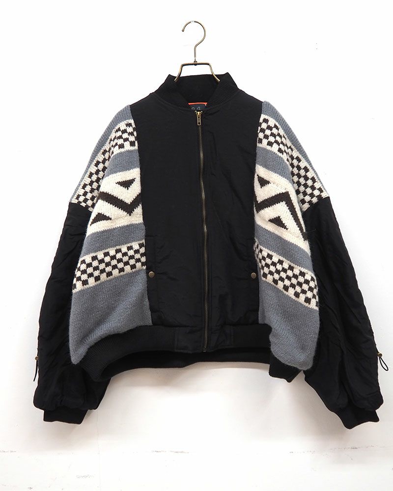 limiless ジャガード編みニットリメイクMA-1