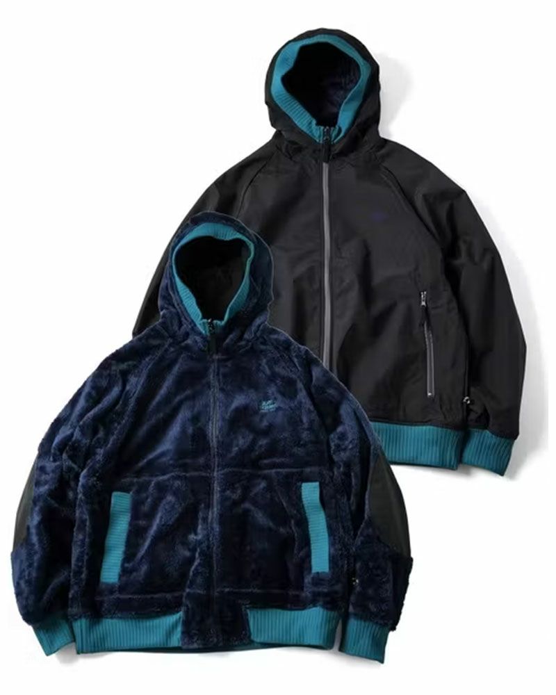 gym master（ジムマスター）のリバーシブルボア×リップストップフードジャケット。ボアとナイロンの異素材を組み合わせた防寒性の高いリバーシブルアウター。