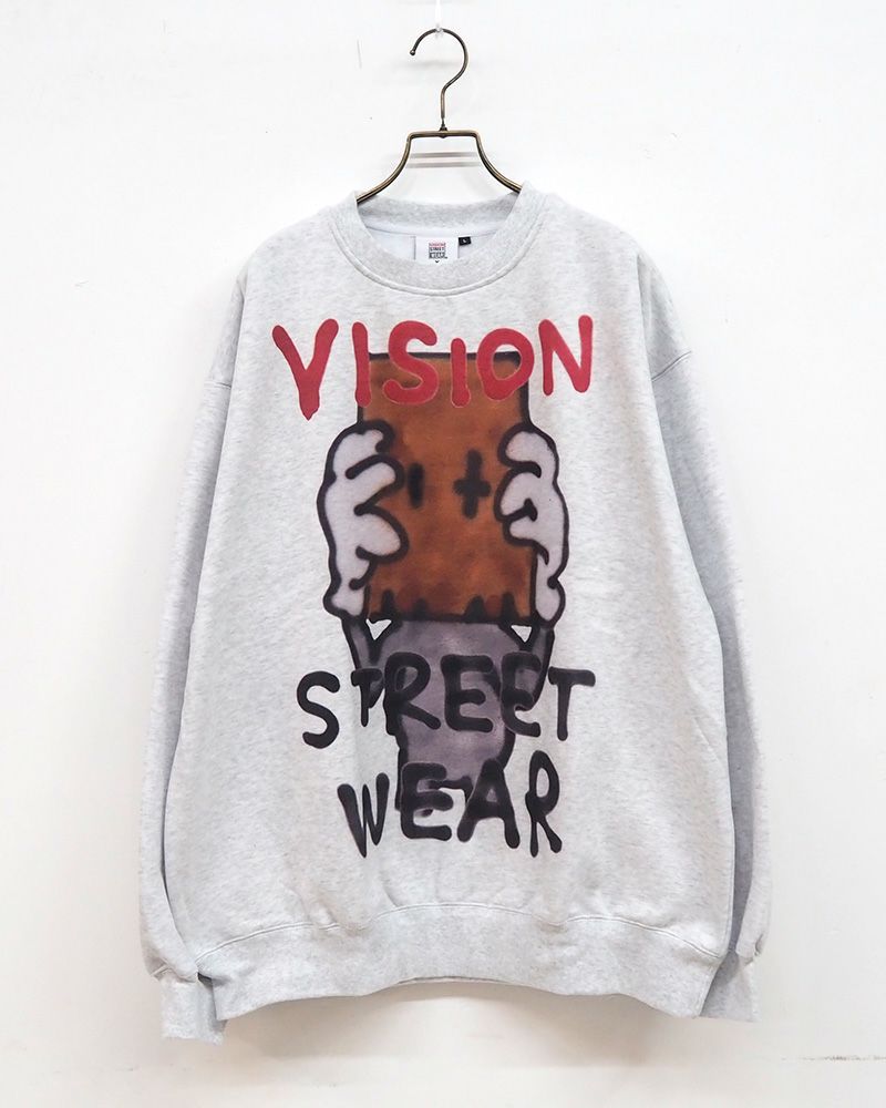 ビジョンストリートウェア guernika コラボ クルースウェット フロントプリント アノニマウス デザイン