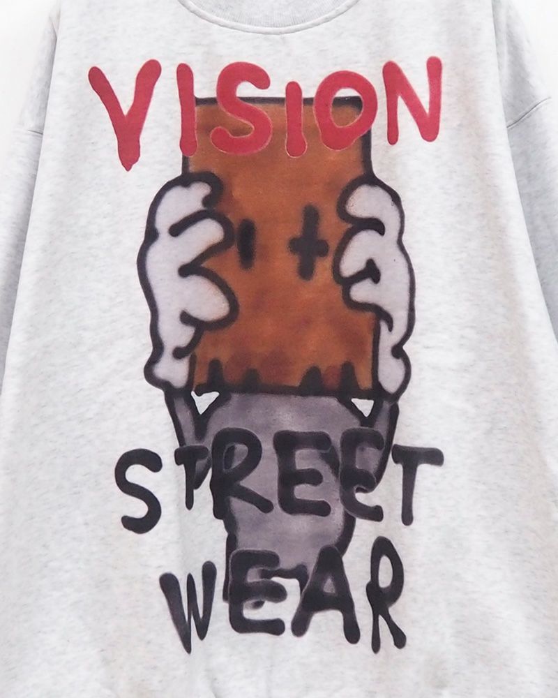 ビジョンストリートウェア guernika コラボ クルースウェット フロントプリント アノニマウス デザイン