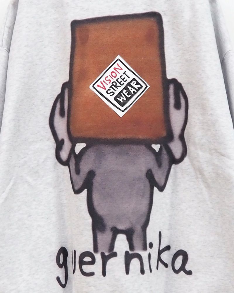 ビジョンストリートウェア guernika コラボ クルースウェット フロントプリント アノニマウス デザイン