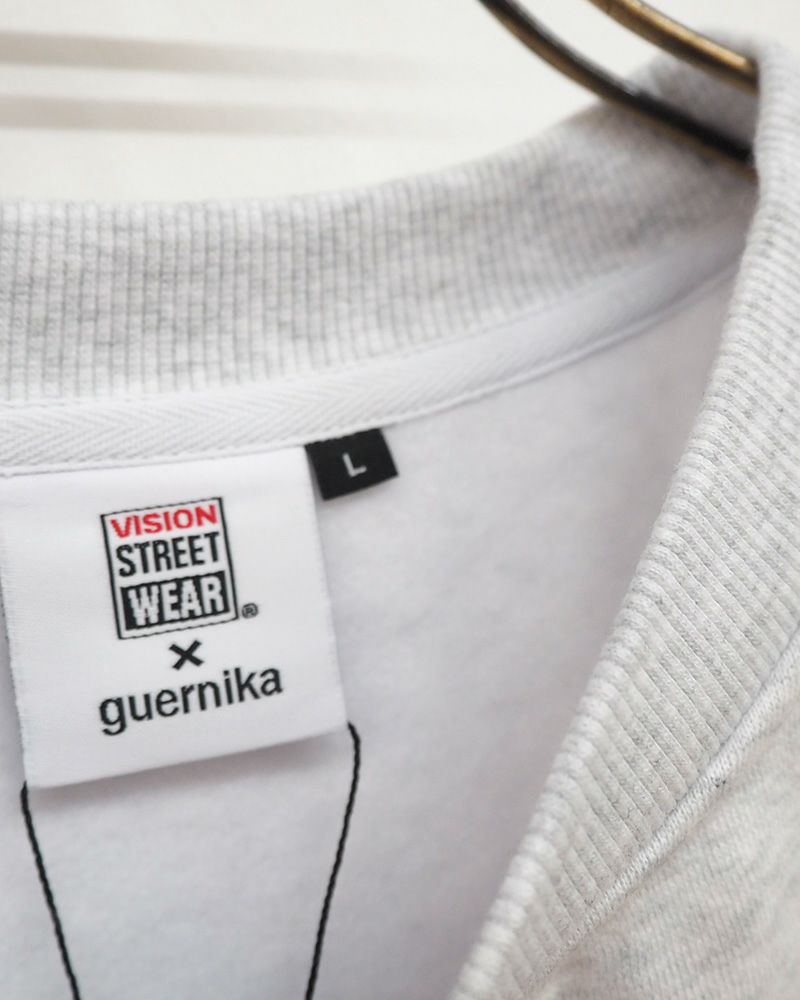 ビジョンストリートウェア guernika コラボ クルースウェット フロントプリント アノニマウス デザイン