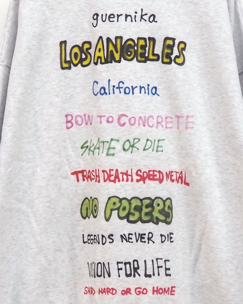 VISION STREET WEAR × guernika コラボスウェット スカルプリント オーバーサイズトレーナー ユニセックス 裏起毛 秋冬 ストリートファッション