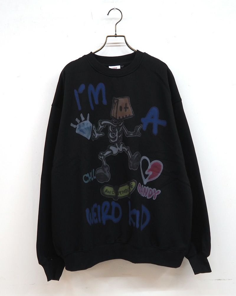 VISION STREET WEAR × guernika コラボスウェット スカルプリント オーバーサイズトレーナー ユニセックス 裏起毛 秋冬 ストリートファッション