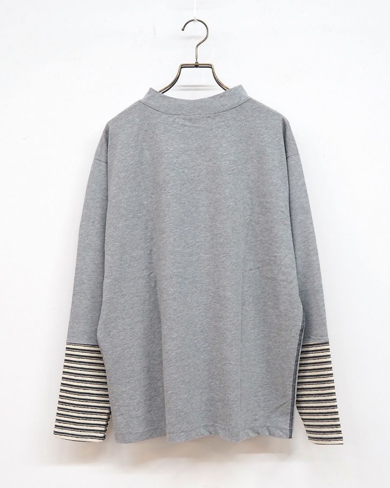 天竺オフハイネックロンTEE ベージュ オレンジ グレー ブラック 4カラー展開 綿100 長袖カットソー