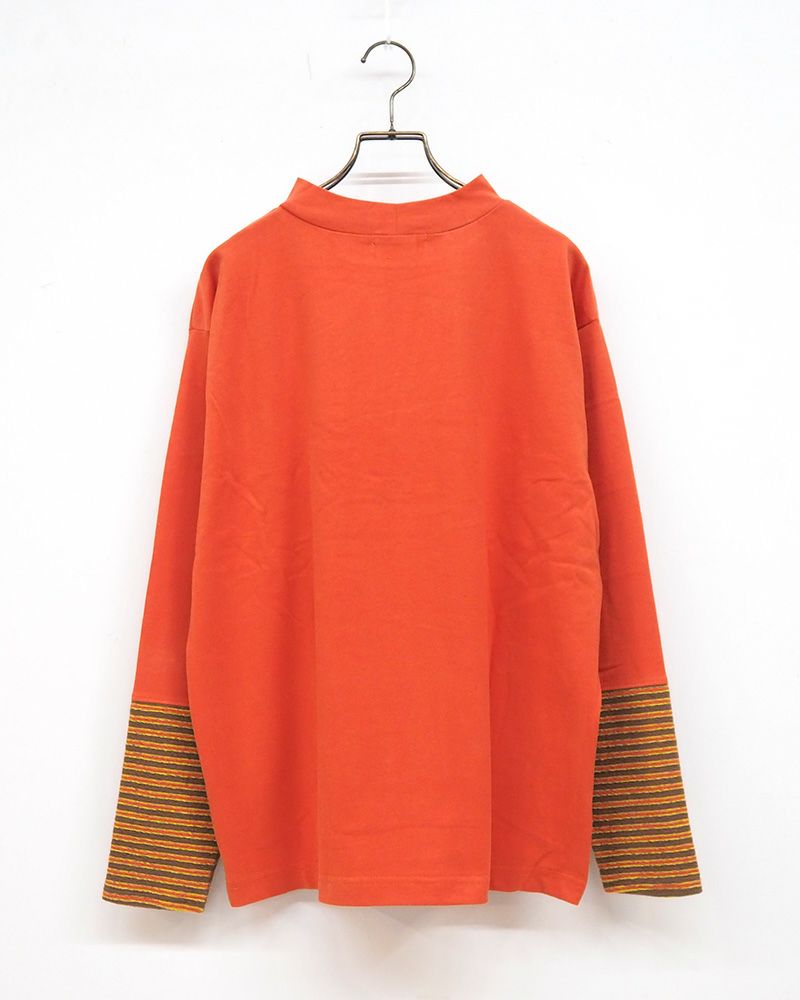 天竺オフハイネックロンTEE ベージュ オレンジ グレー ブラック 4カラー展開 綿100 長袖カットソー