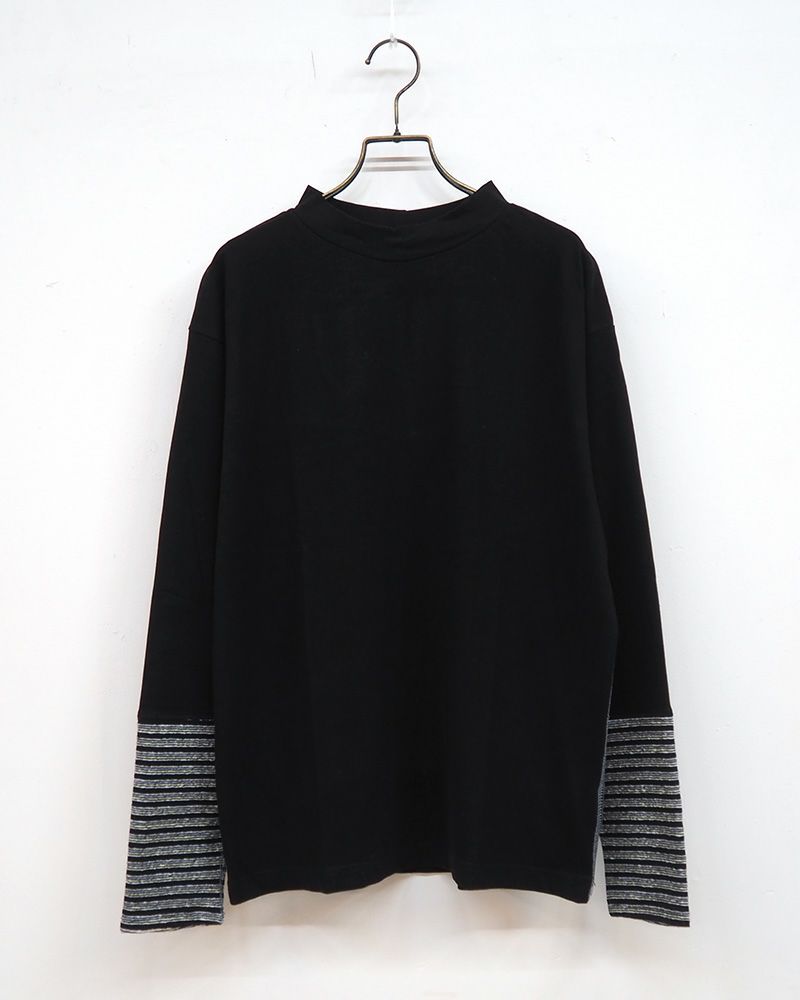 天竺オフハイネックロンTEE ベージュ オレンジ グレー ブラック 4カラー展開 綿100 長袖カットソー