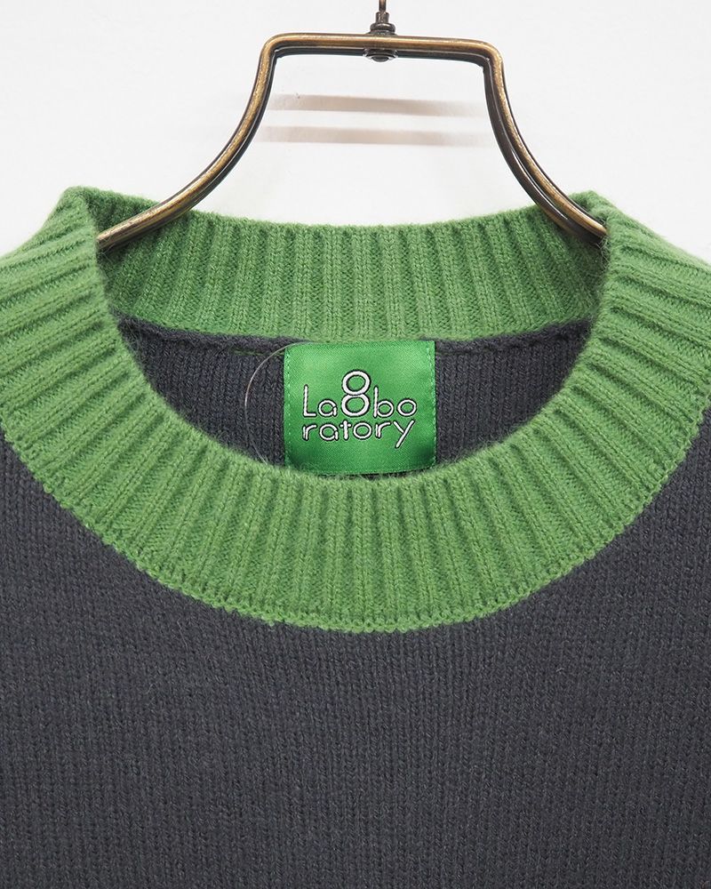 8Laboratory 配色ニット×デニムのドッキングプルオーバー グレー／レディースファッション 秋冬トップス