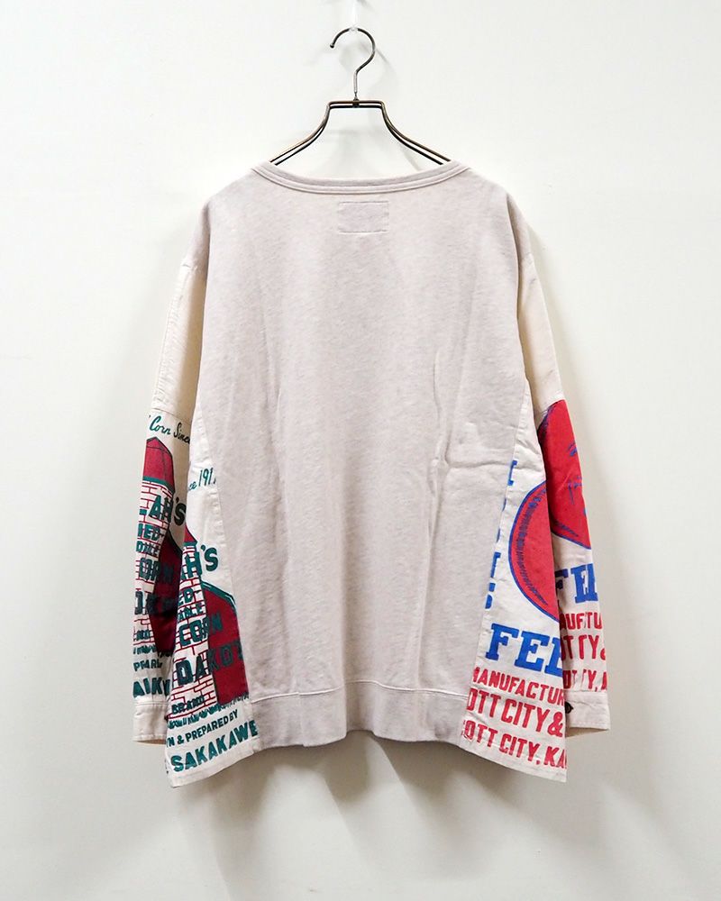 LIME.INC ライムインク プルオーバー ミニ裏毛 シャツドッキング 異素材トップス ロゴトップス レディース 長袖 大人カジュアル ゆったり 体型カバー ベージュ スミクロ カットソー 春服 秋服