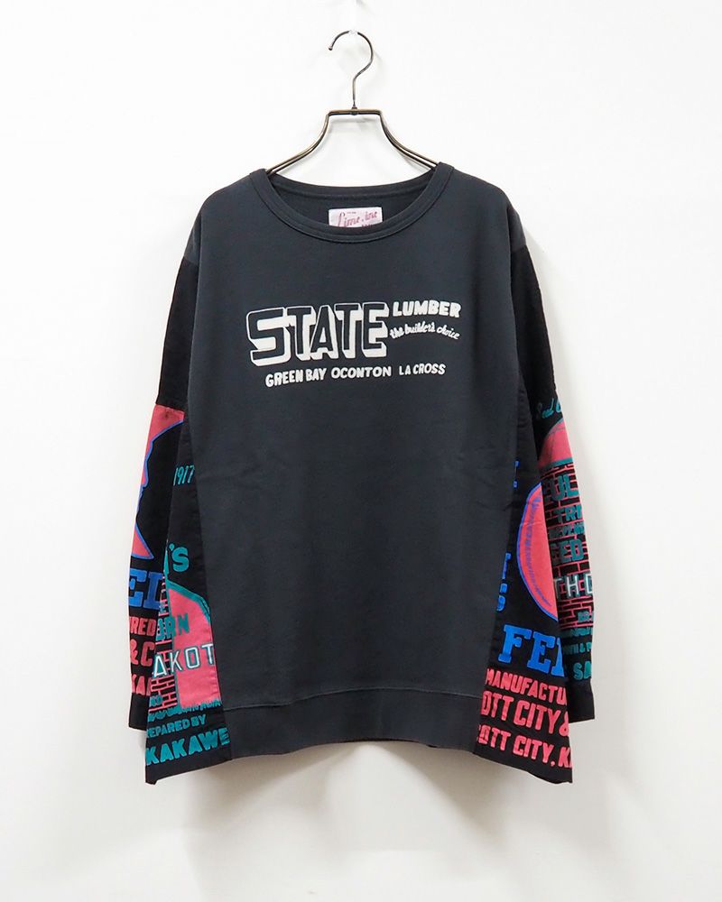 LIME.INC ライムインク プルオーバー ミニ裏毛 シャツドッキング 異素材トップス ロゴトップス レディース 長袖 大人カジュアル ゆったり 体型カバー ベージュ スミクロ カットソー 春服 秋服