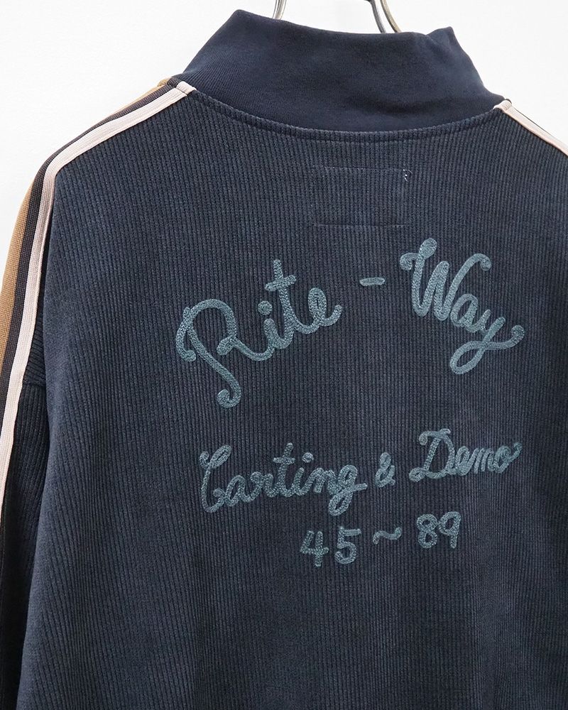 LIME.INC ニットコールハイネックZIP長袖トップス ダークグリーン／ライン袖デザインのレディース秋冬ジップブルゾン