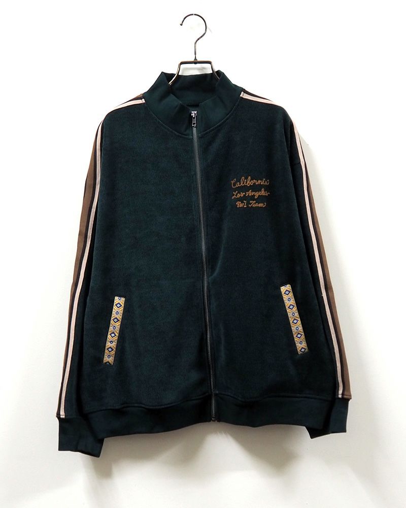 LIME.INC ニットコールハイネックZIP長袖トップス ダークグリーン／ライン袖デザインのレディース秋冬ジップブルゾン