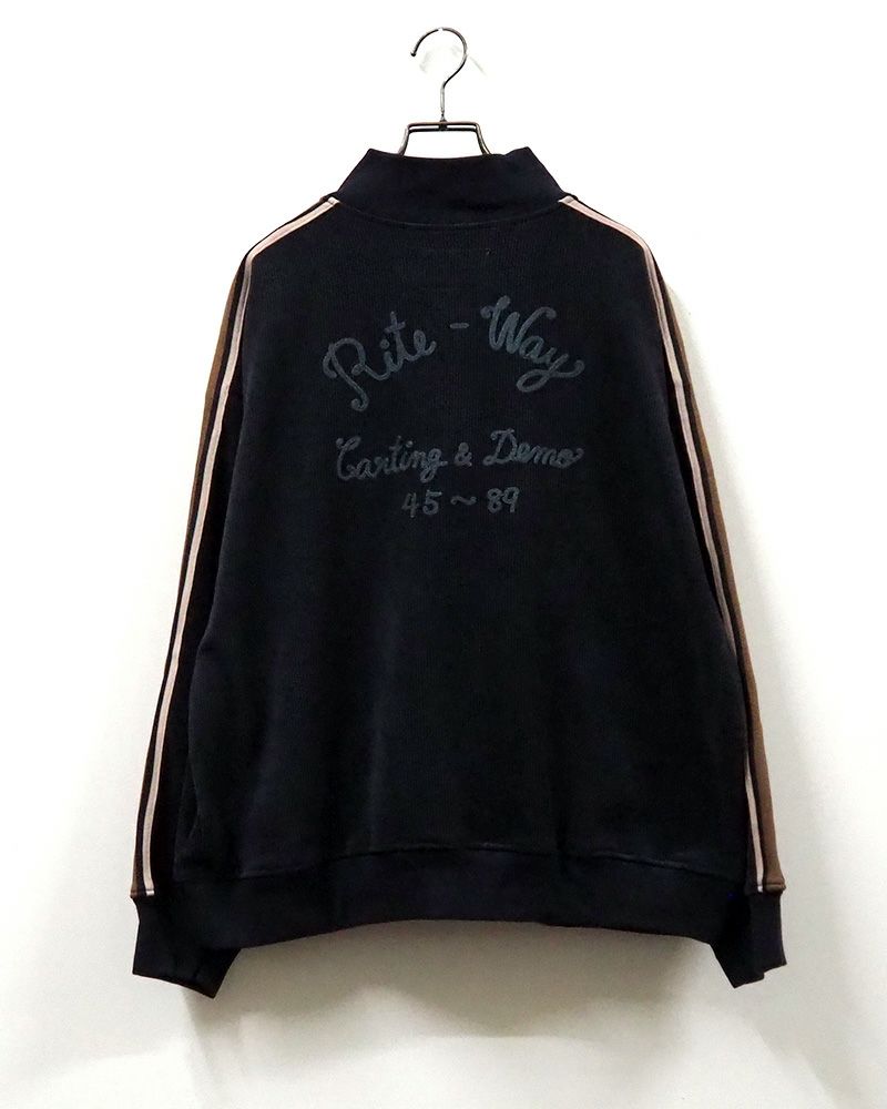 LIME.INC ニットコールハイネックZIP長袖トップス ダークグリーン／ライン袖デザインのレディース秋冬ジップブルゾン