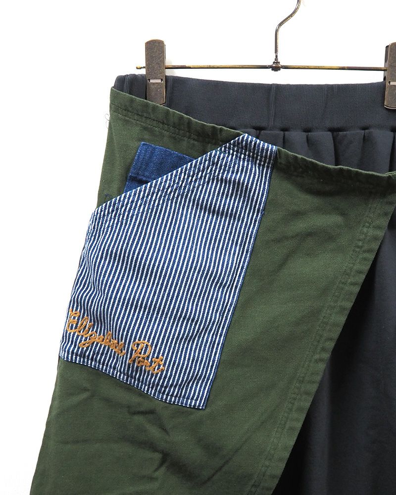 LIME.INC ラップ風レイヤードデニムスカート ストライプ配色エプロン風デザイン レディース ボトムス 大人カジュアル