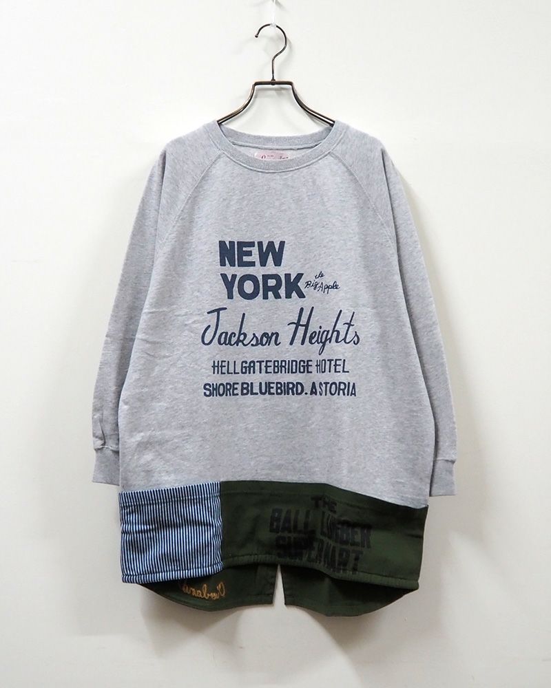 LIME.INC ライムインク　裾布帛切替チュニック 異素材ドッキング 裏毛トップス 布帛切替 レディース 長袖 ゆったり ポケット付き