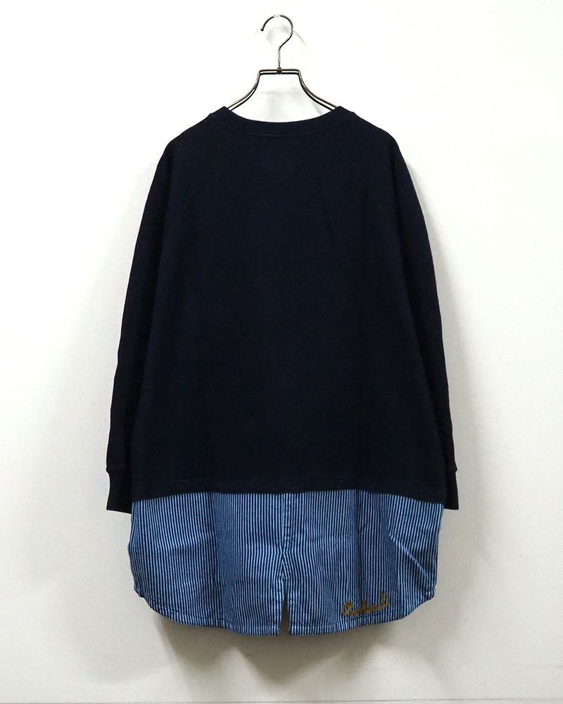 LIME.INC ライムインク　裾布帛切替チュニック 異素材ドッキング 裏毛トップス 布帛切替 レディース 長袖 ゆったり ポケット付き