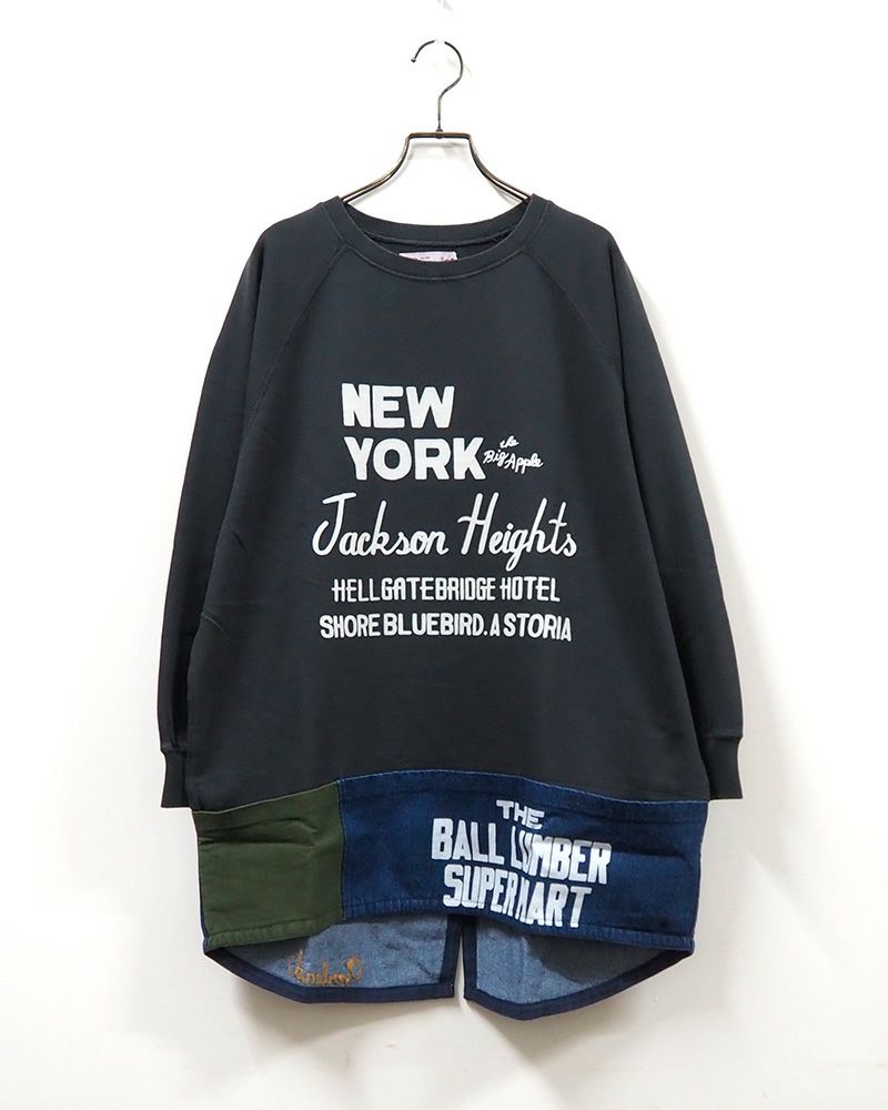 LIME.INC ライムインク　裾布帛切替チュニック 異素材ドッキング 裏毛トップス 布帛切替 レディース 長袖 ゆったり ポケット付き