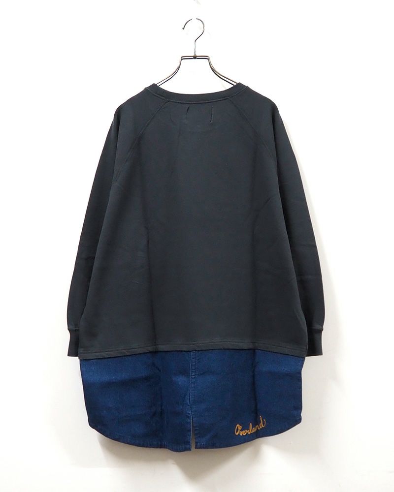 LIME.INC ライムインク　裾布帛切替チュニック 異素材ドッキング 裏毛トップス 布帛切替 レディース 長袖 ゆったり ポケット付き