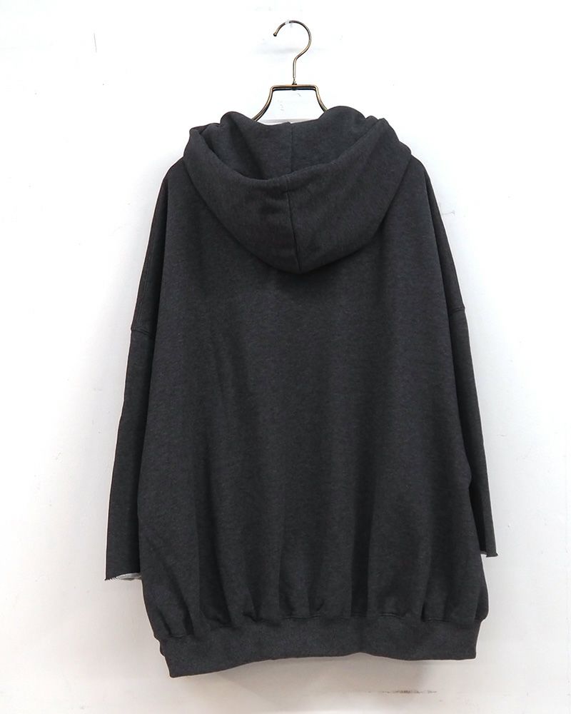 8Laboratory 裏毛プリントフードパーカー レディース ブルドッグ ロゴ カレッジ風 オーバーサイズ 裏毛スウェット フード付き 切りっぱなし袖 バルーン裾 カジュアル トップス