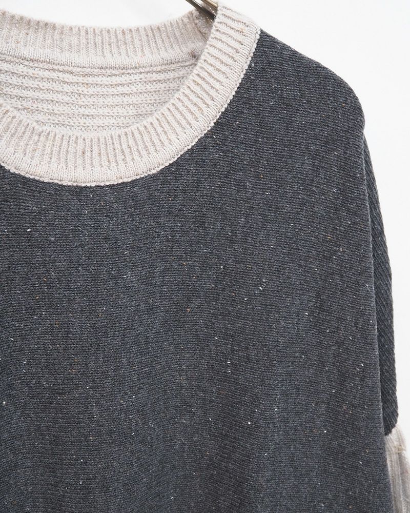 ネップジャガード柄袖リブプルオーバー