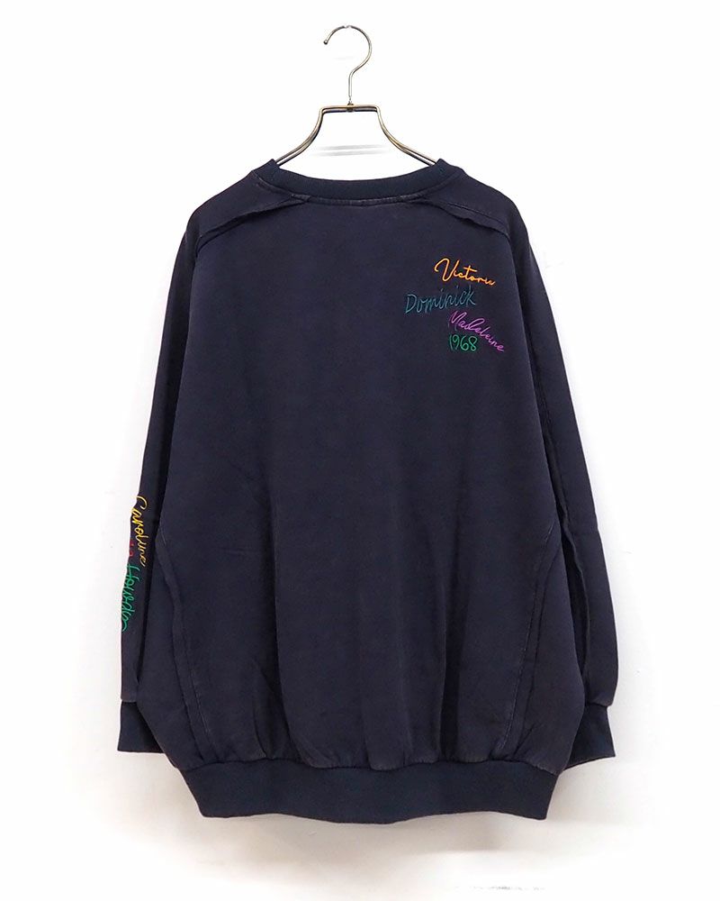 裏毛サンドウォッシュロゴプリントプルオーバー アイボリー マスタード ネイビー サンドウォッシュ加工 ロゴスウェット カレッジロゴ 秋冬トップス カジュアル 大人カジュアル