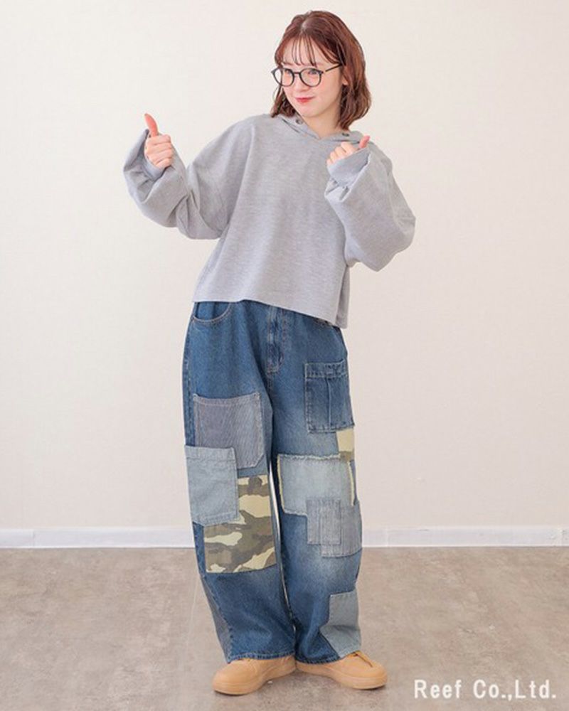 りーサン デニム×迷彩柄 パッチワークパンツ デニム×迷彩柄パッチワークパンツ | &Vogue STORE