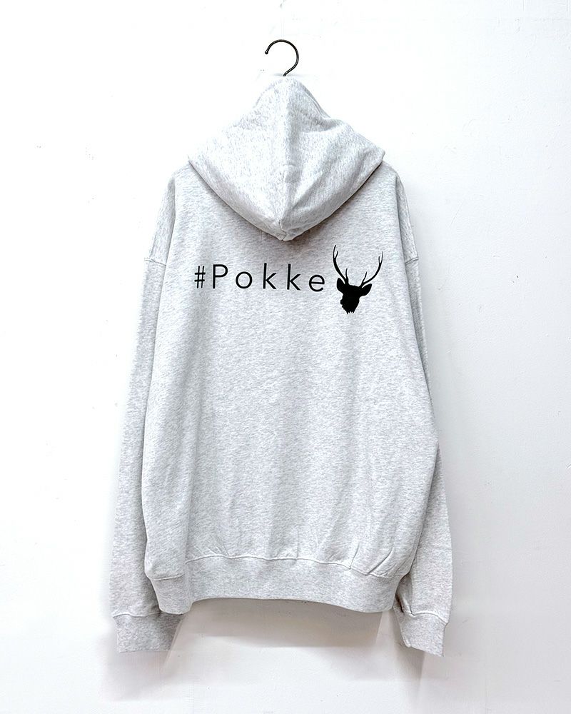 #Pokke　裏毛ケミカルZIPパーカー　長袖　フルジップ　ケミカルウォッシュ　ヴィンテージ風加工　ビッグシルエット