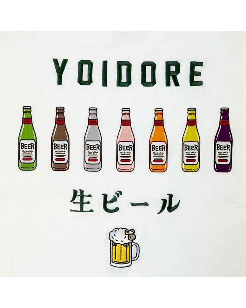 YOIDORE ビール好きTシャツ 記憶なしプリント バックビール瓶グラフィック ルーズシルエット ユニセックス