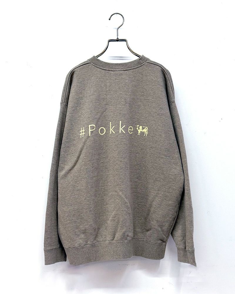 #Pokkeのベージュ染めクルーネックスウェット